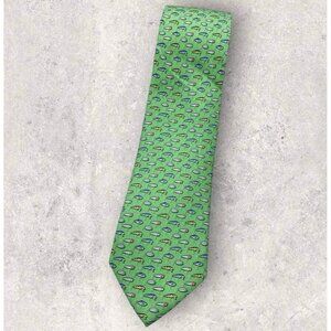 VINEYARD VINES Silk Tie Green Fishhook W:3.4" EUC